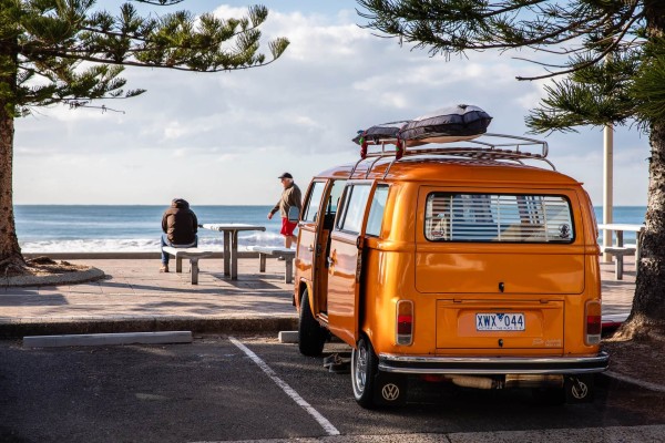 We love to surf! Kombi at the beach in Australia