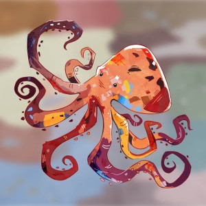 An octopus swimming among a coral rockpool